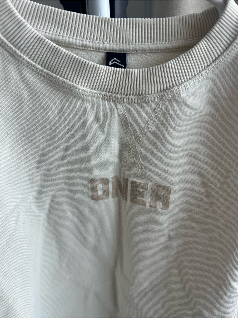 Oner Active Raw Lounge Cropped Sweatshirt Off White Size L - Picture 2 of 4